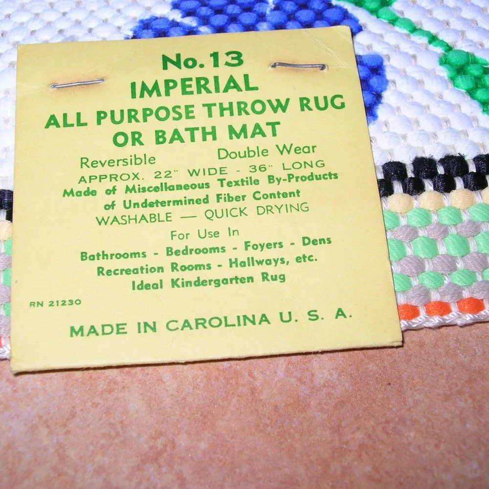 Vintage IMPERIAL ALL PURPOSE THROW RUG BATH MAT REVERSIBLE 22x36 N
